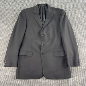 Vintage Z Zegna Suit Jacket 40R Black Wool Solid Classic 3 Button Designer Sport